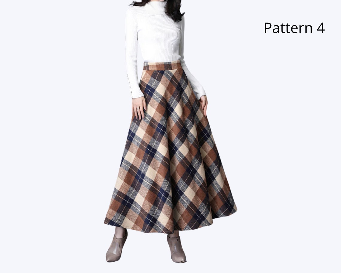 Wool Plaid Skirt Women High Waist Warm Skirt Midi Pleated - Etsy Canada