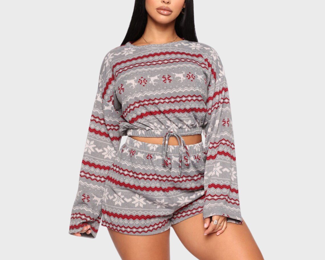 Holiday Pajama Set Women Xmas PJ Set 
