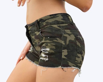 Droop I complain Category Trendy Camouflage Denim Shorts Women Petite Jean Shorts Summer - Etsy