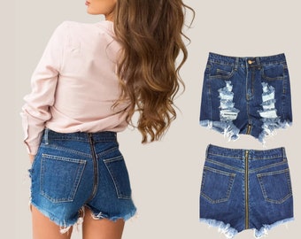 Back Zipper Shorts - Etsy