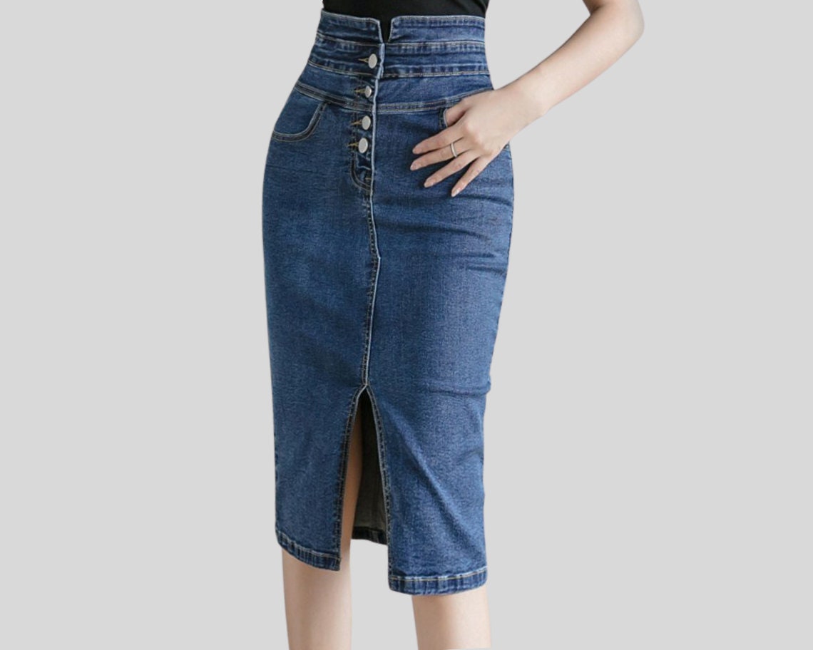 Long Denim Skirts for Women Vintage Jean Midi Skirt Womens - Etsy