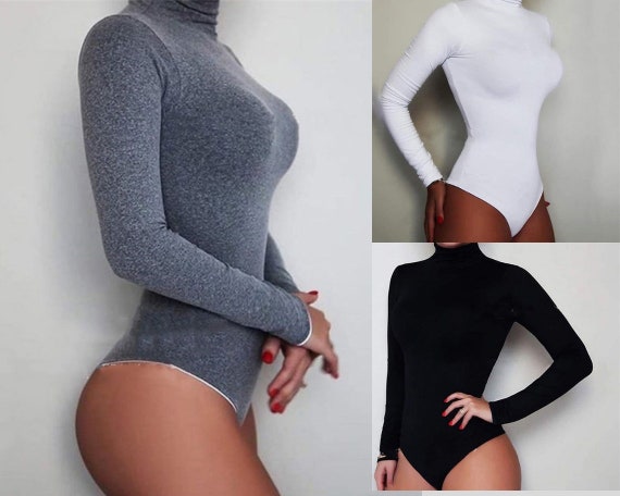 Turtleneck Bodysuit Women Bodycon Tops Trendy Womens High Neck