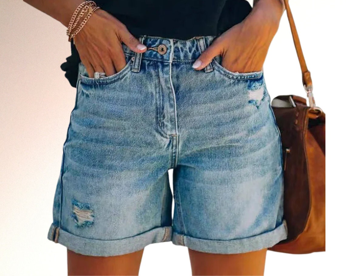 Denim Shorts Women High Waist Wide Leg Shorts Jean Shorts 90s Blue Denim  Shorts With Pockets Vintage Shorts High Rise Retro Shorts -  UK