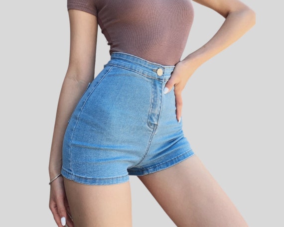 Denim Booty Shorts Stretchy Shorts High -