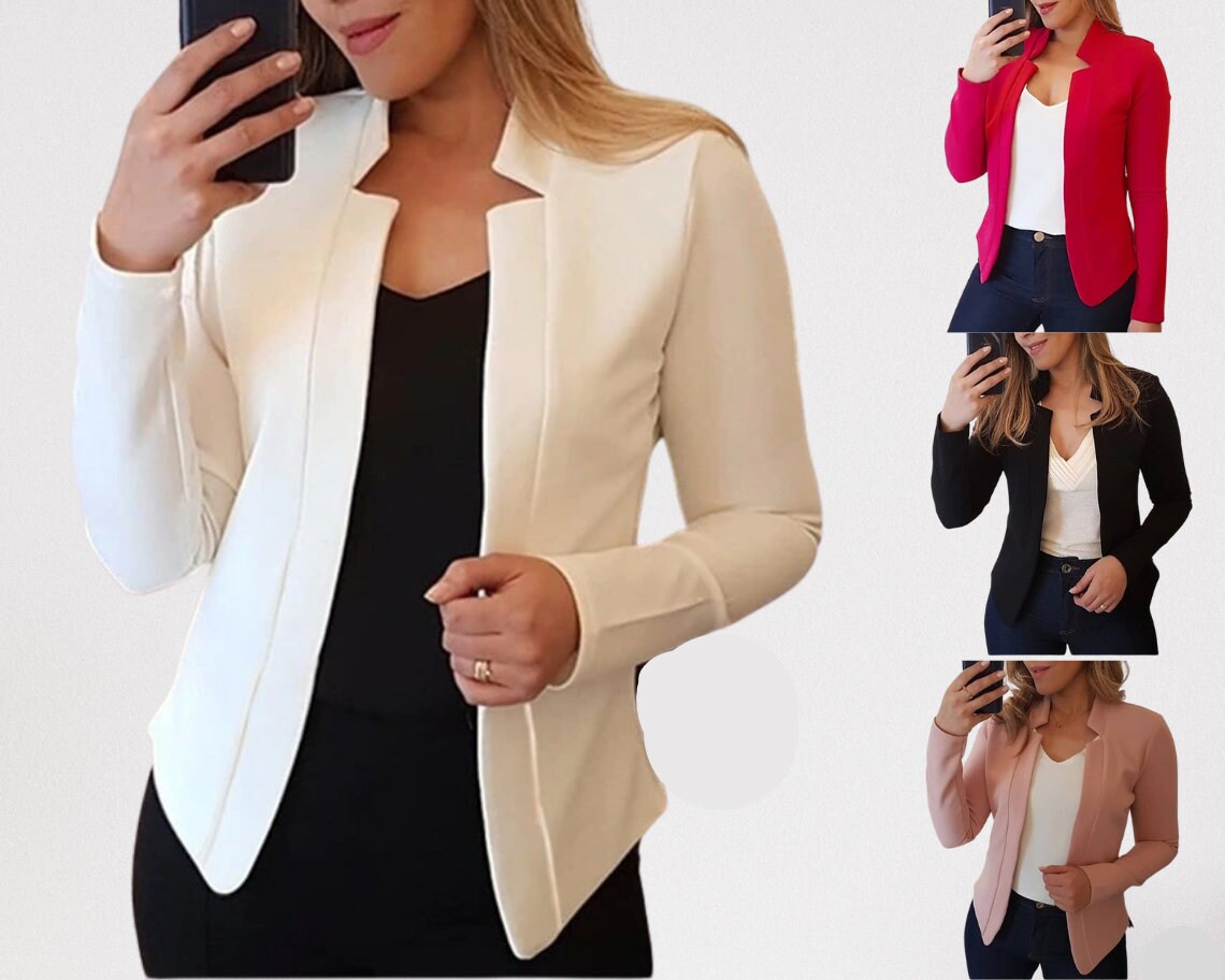 Casual Thin Cardigan Suit Jacket Women Formal Womens Etsy