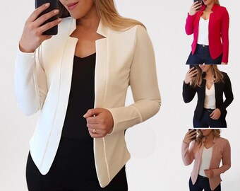 Casual Thin Cardigan Suit Jacket Women -  Formal Womens Professional Blazer - Autumn / Winter Office Coats