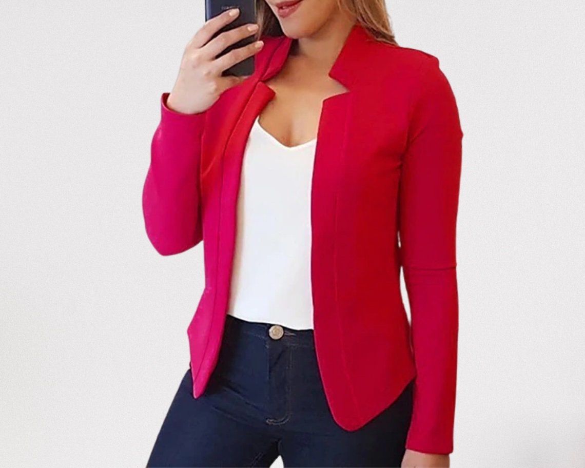 Casual Thin Cardigan Suit Jacket Women Formal Womens Etsy