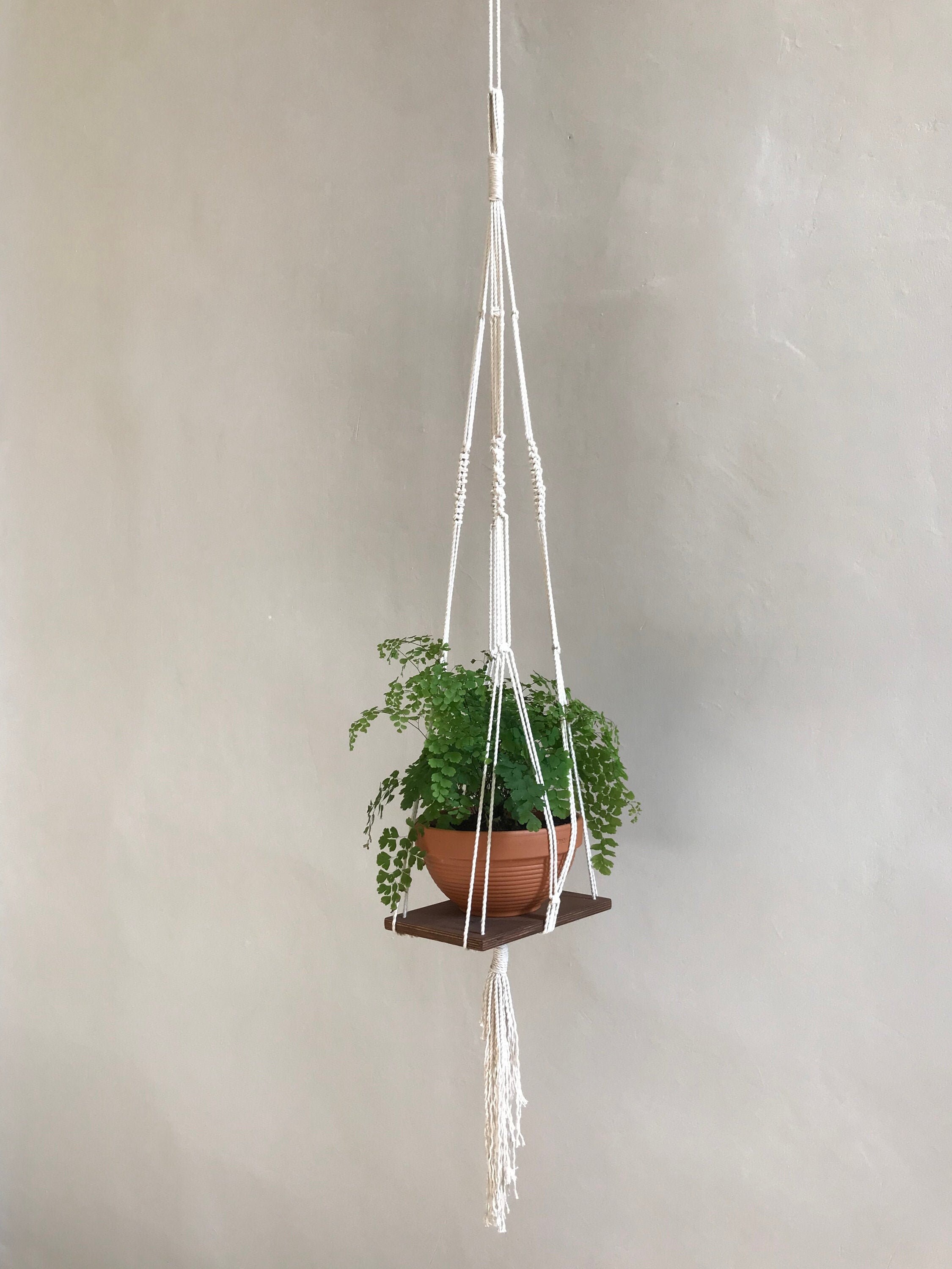 Macrame Plant Hanger Flower Hanging Tray Macrame Wooden Etsy