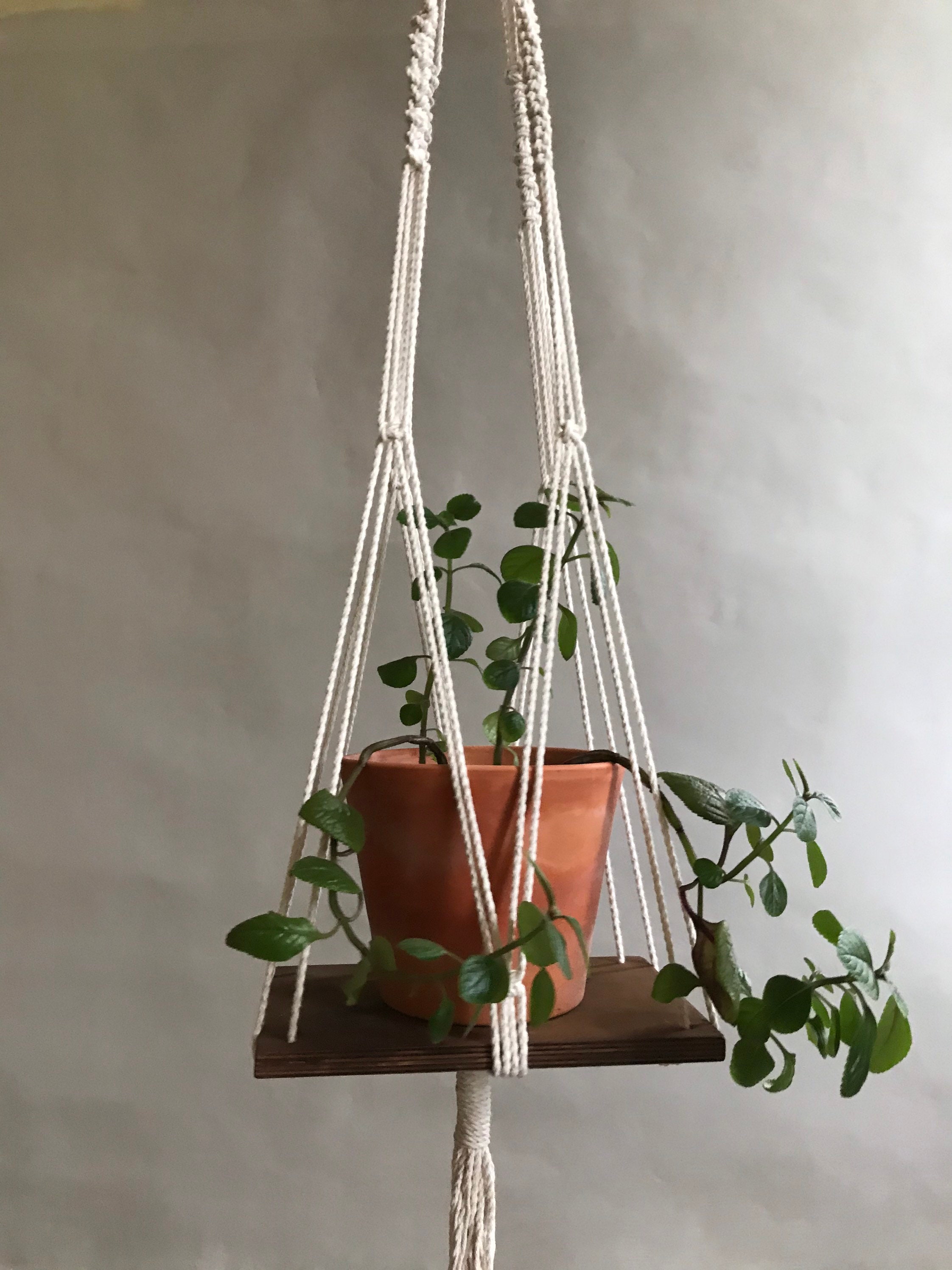 Macrame Plant Hanger Flower Hanging Tray Macrame Wooden Etsy