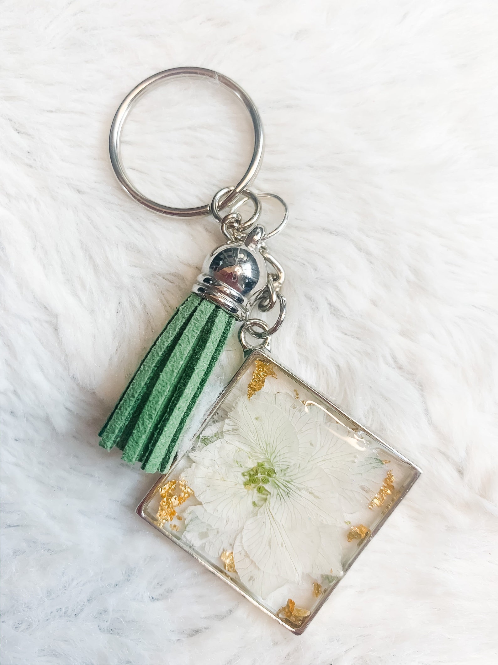 Pendant Keychain made with Real Pressed Flowers Hydrangeas Etsy