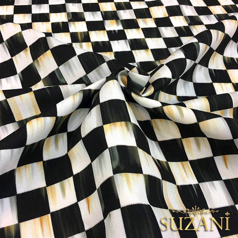 Tablecloth KMS 0614 -Oil Painting Effect Checkered Fabric Digital Printed Fabric Pillow Home Decor Upholstery Curtain Unique Desing