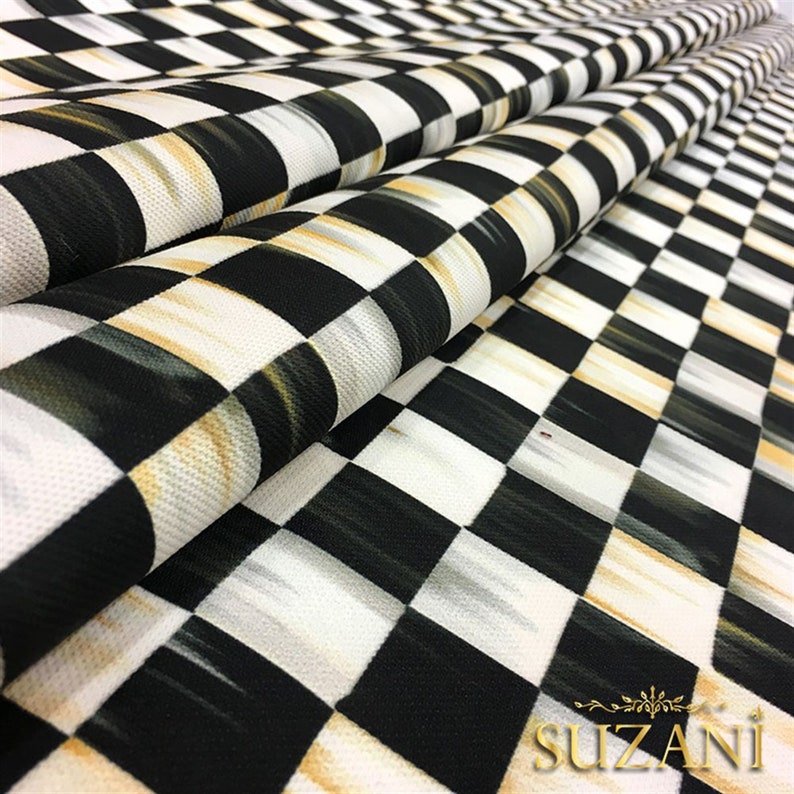 Tablecloth KMS 0614 -Oil Painting Effect Checkered Fabric Digital Printed Fabric Pillow Home Decor Upholstery Curtain Unique Desing
