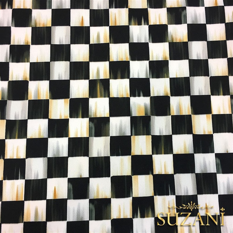 Tablecloth KMS 0614 -Oil Painting Effect Checkered Fabric Digital Printed Fabric Pillow Home Decor Upholstery Curtain Unique Desing