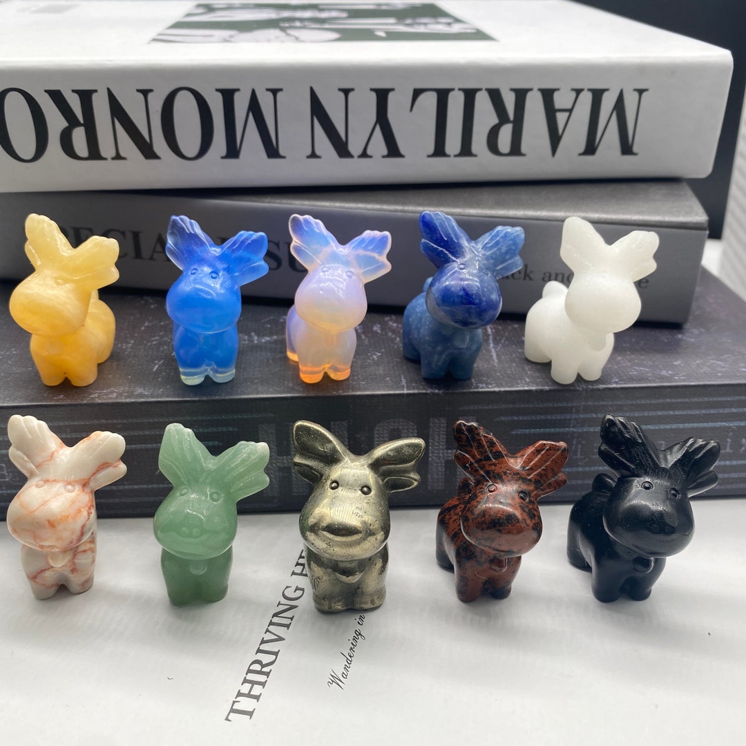 Quartz Crystal Reindeer, Gemstone Christmas Deer, Deer Figurine