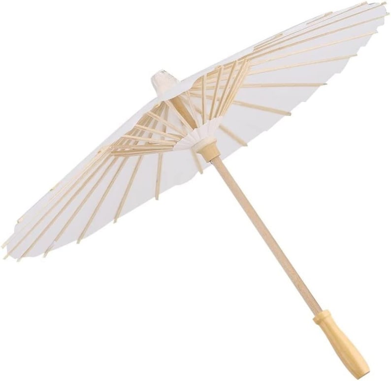 Paper and Bamboo Umbrella 40/60/80 cm diam Open wooden handle wedding bride Paper umbrella 40/60/80 cm open wooden handle for wedding image 7