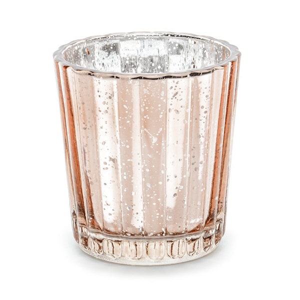 Portacandela in vetro , oro rosa, accessori wedding - Glass candle holder, rose gold, wedding accessories