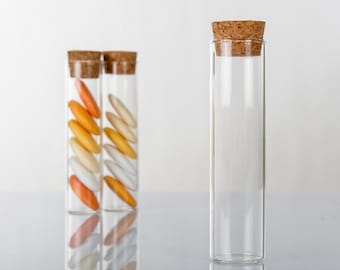 48 Glass Test Tubes 10 cm with Cork Stopper for wedding favors - 48 Glass Test Tubes with Cork