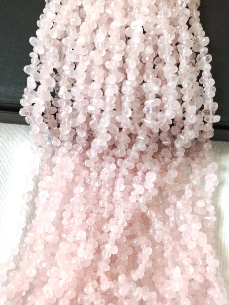5*7 approx AAA Quality natural Rose Quartz smooth drops 13 inch strand size