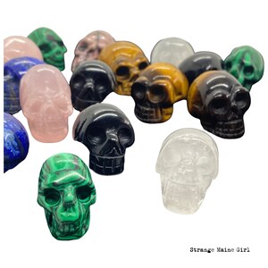 Small Crystal Skulls - Quartz Skull, Rose Quartz Skull, Malachite Skull, Obsidian Skull