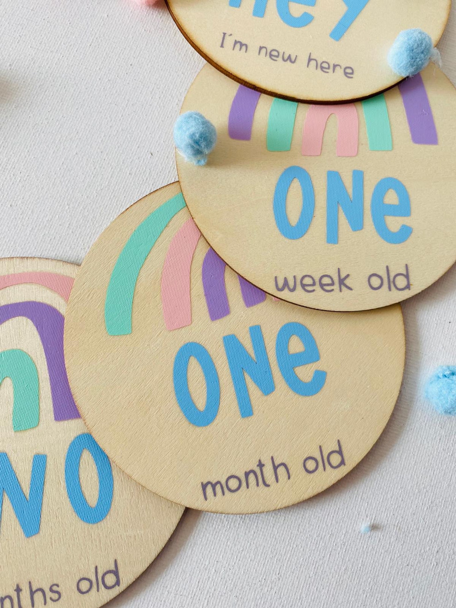 Milestone baby discs Rainbow baby milestone one month Etsy