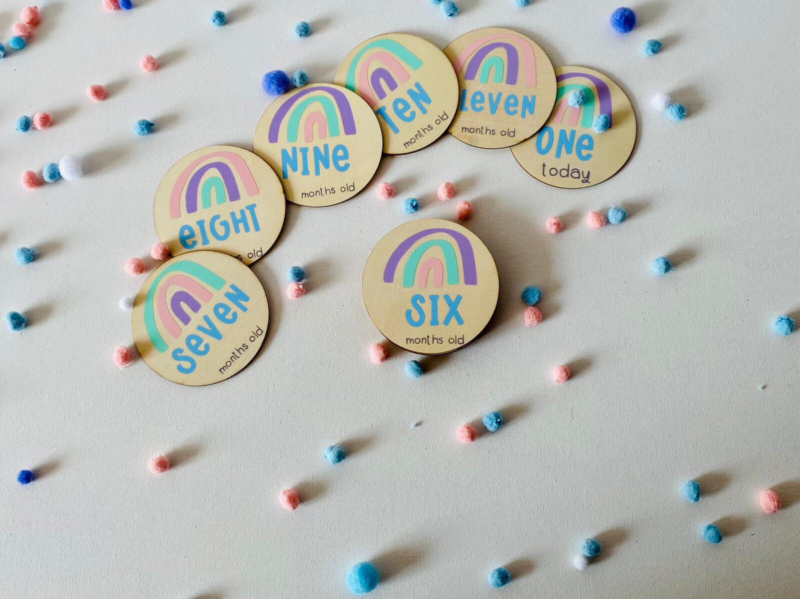 Milestone baby discs Rainbow baby milestone one month Etsy
