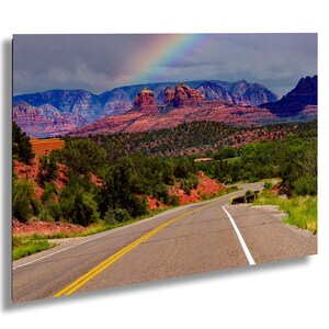 Rainbow Over the Highway Leading into Red Rock State Park, Sedona, Arizona