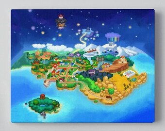 Paper Mario 64 Map Paper Mario 64 World Map Mushroom Kingdom Wall Art Retro - Etsy Israel