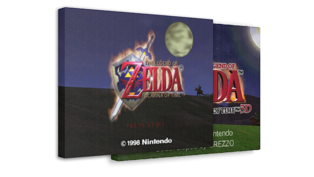 Zelda Ocarina of Time OOT Title Screen Retro Gaming Wall Art Canvas Classic or 3D Remaster Style