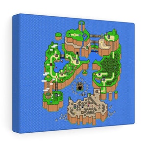Super Mario World SNES Map Overworld Retro Gaming Wall Art Canvas