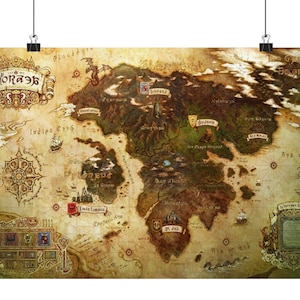 FFXIV Eorzea Map Matte Poster Gaming Wall Art