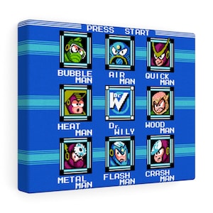 Mega Man 2 Classic Nes Retro Stage Boss Select Screen Canvas Wall Pixel Art
