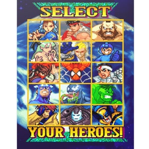 MVC 1 Arcade VS Classic Retro Gaming Character Select Screen Print Poster