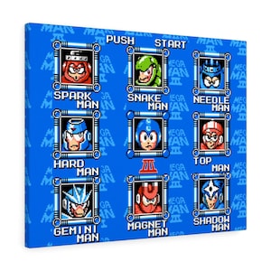 Megaman 3 Wall Art Boss Stage Select Classic Gaming Canvas