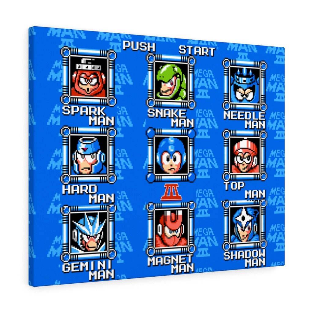 Megaman 3 Wall Art Boss Stage Select Classic Gaming Canvas - Etsy