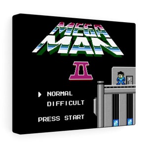 Mega Man 2 II Classic Retro Title Screen Pixel Gaming Art Canvas