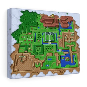 A Link To the Past Zelda - Overworld Light World Map Wall Art Canvas Print