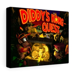 Donkey Kong Country 2 Title Screen Classic Gaming Pixel Canvas