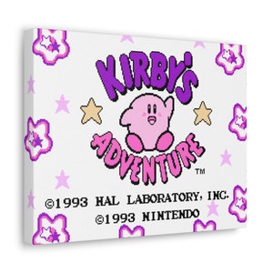 Kirby&#39;s Adventure Classic Retro Gaming Pixel Kirby Title Screen Wall Art Canvas
