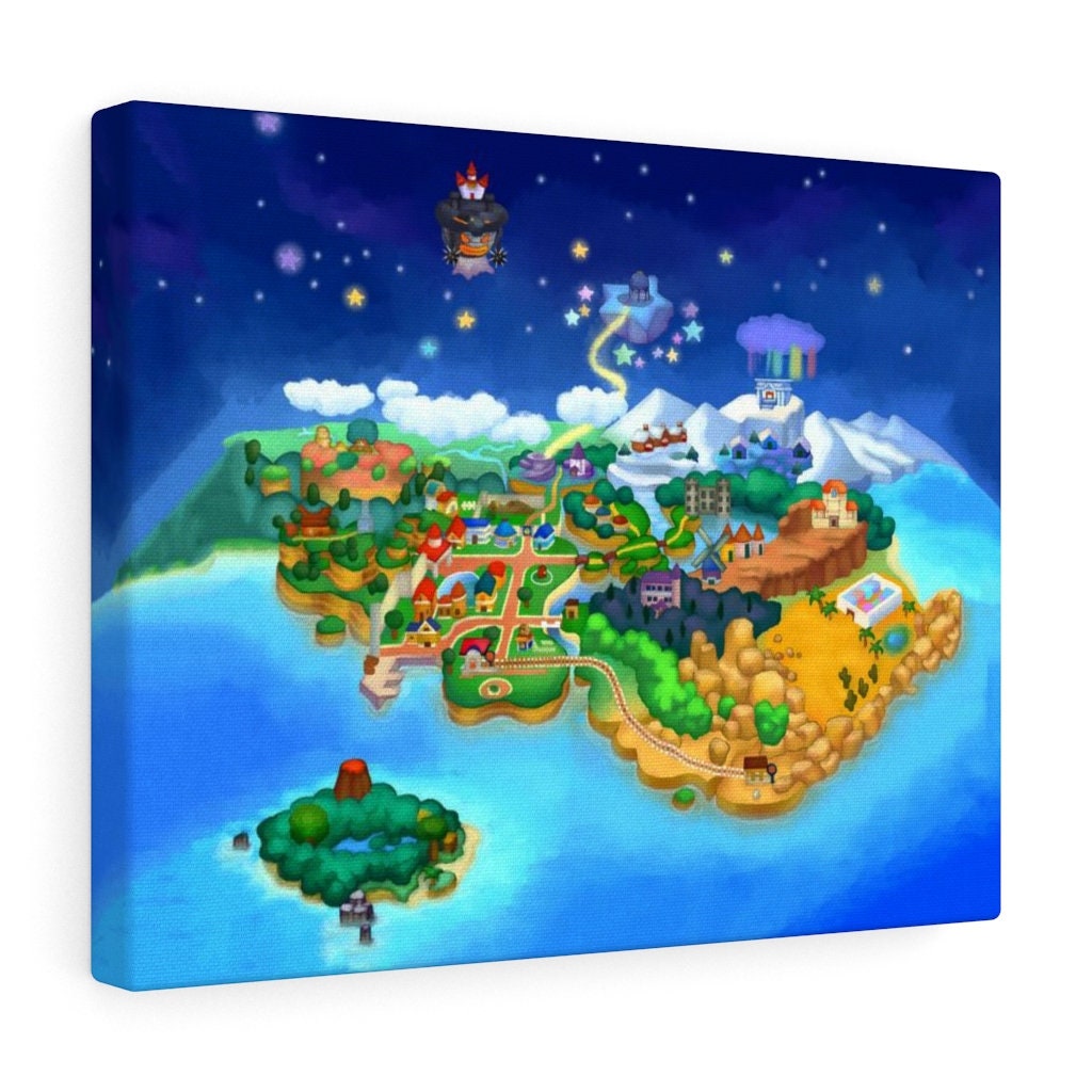 Paper Mario 64 Map Paper Mario 64 World Map Mushroom Kingdom Wall Art Retro - Etsy Canada
