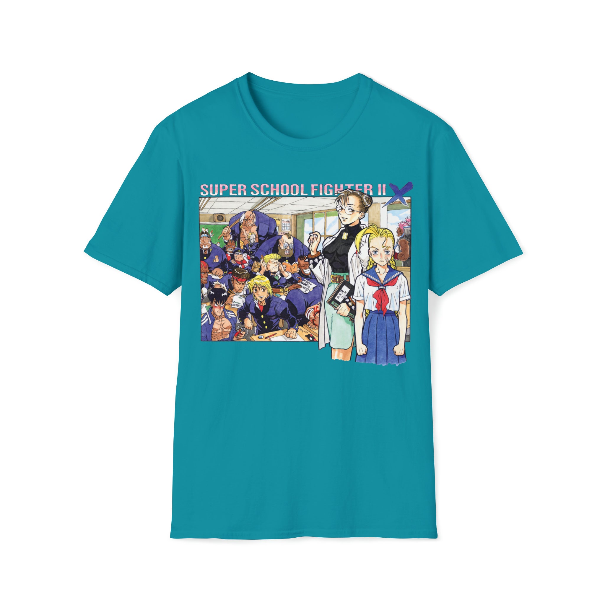 Super School Street Fighter II Street SFII Turbo Classroom T-shirt 