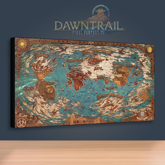 FFXIV New World Hydaelyn Map Gaming Wall Art Canvas Print