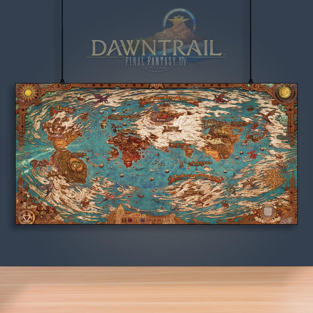 FFXIV Hydaelyn New World Map Gaming Matte Poster - Etsy
