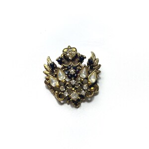 Balmain Paris Vintage Gold Tone Brooch With Faux Pearls