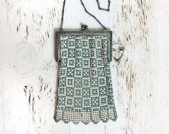 Vintage Art Deco Whiting & Davis Enameled Mesh Purse