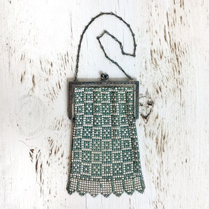 Vintage Art Deco Whiting & Davis Enameled Mesh Purse