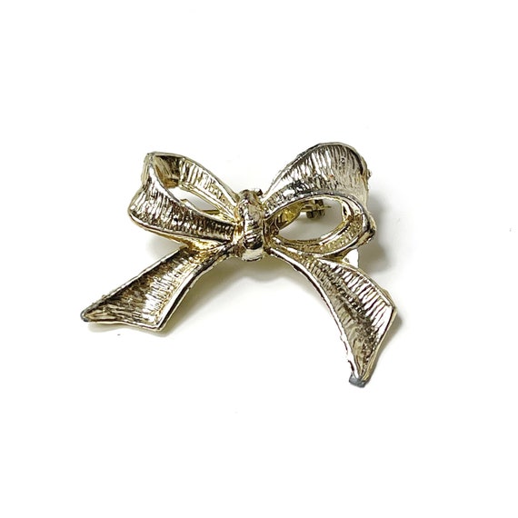 Vintage Silver Tone Bow Brooch - Etsy display picture 3