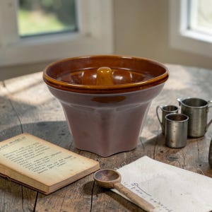 Vintage Williams Sonoma Monkey Bread Mold | Brown Stoneware Bundt Baking Pan | Rustic Kitchen Bakeware | Farmhouse Baking Dish