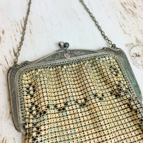 Vintage Art Deco Enameled Mesh Purse - image 10