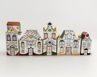 Juego de botes de cerámica italiana vintage pintados a mano para decoración de cocina y hogar.