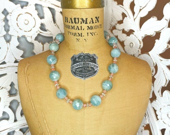 Vintage Blue Stone Beaded Necklace